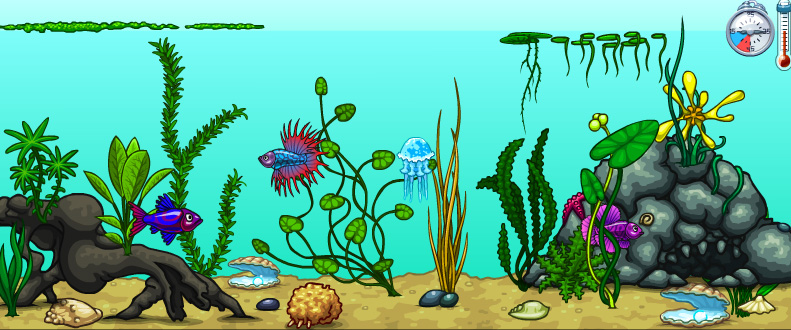 В многопользовательской онлайн игре Мирчар вы можете обустроить аквариум и заселить его рыбками