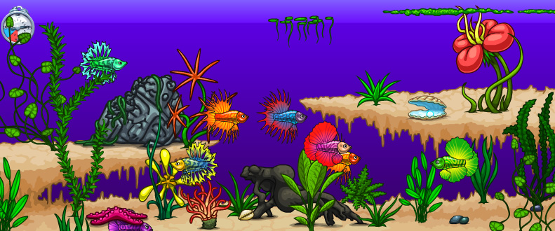 В многопользовательской онлайн игре Мирчар вы можете обустроить аквариум и заселить его рыбками